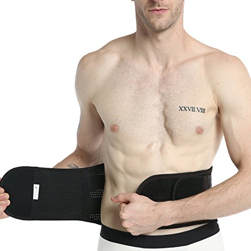 Faja lumbar Neotech Care - Accesorio transpirable y ajustable para la parte baja de la espalda - Doble entramado de compresión - Protección para el levantamiento de pesos (Negro, S)