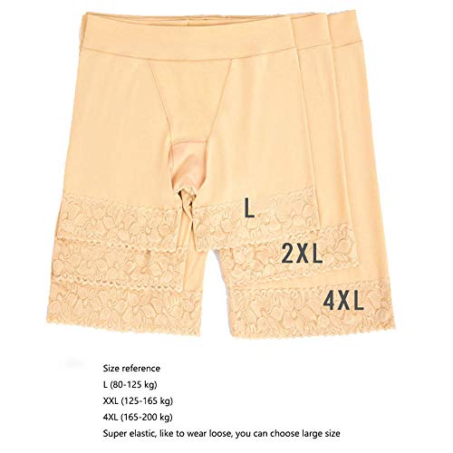 fajas para piernas,Shorts de algodón anti rozaduras para mujeres, Calzoncillos de pierna larga para damas, Calzoncillos tipo boxer suaves Ropa interior 2 paquetes @ One_for_each_of_gray_and_nude_L