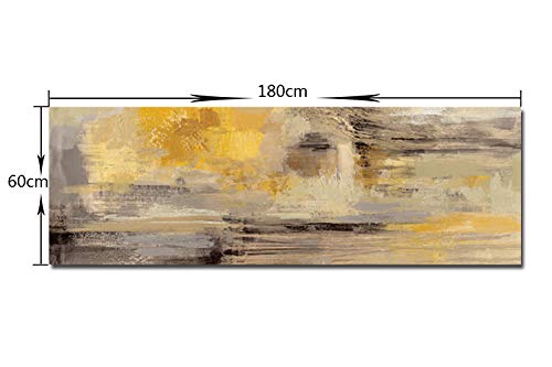 Fajerminart Cuadro En Lienzo - Amarillo Gris Cuadros Abstractos Impresiones sobre Lienzo, Lienzos Decorativos Adecuado para Cuadros Dormitorios, Cuadros Decoracion Salon Modernos 60x180cm(Sin Marco)