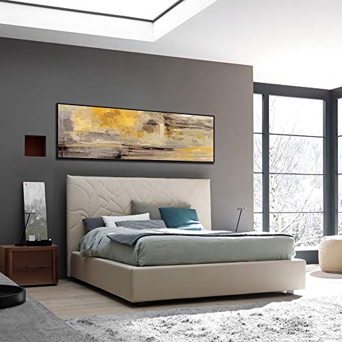 Fajerminart Cuadro En Lienzo - Amarillo Gris Cuadros Abstractos Impresiones sobre Lienzo, Lienzos Decorativos Adecuado para Cuadros Dormitorios, Cuadros Decoracion Salon Modernos 60x180cm(Sin Marco)
