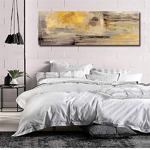 Fajerminart Cuadro En Lienzo - Amarillo Gris Cuadros Abstractos Impresiones sobre Lienzo, Lienzos Decorativos Adecuado para Cuadros Dormitorios, Cuadros Decoracion Salon Modernos 60x180cm(Sin Marco)