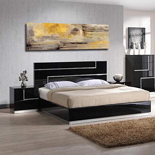 Fajerminart Cuadro En Lienzo - Amarillo Gris Cuadros Abstractos Impresiones sobre Lienzo, Lienzos Decorativos Adecuado para Cuadros Dormitorios, Cuadros Decoracion Salon Modernos 60x180cm(Sin Marco)