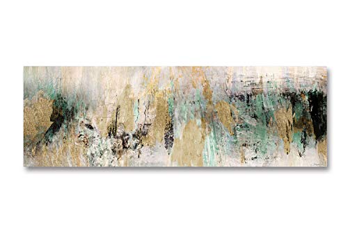 Fajerminart Cuadro En Lienzo - Verde Dorado Cuadros Abstractos Impresiones sobre Lienzo, Lienzos Decorativos Adecuado para Cuadros Dormitorios, Cuadros Decoracion Salon Modernos 70x210cm (Sin Marco)