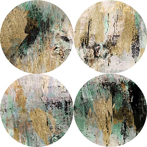 Fajerminart Cuadro En Lienzo - Verde Dorado Cuadros Abstractos Impresiones sobre Lienzo, Lienzos Decorativos Adecuado para Cuadros Dormitorios, Cuadros Decoracion Salon Modernos 70x210cm (Sin Marco)