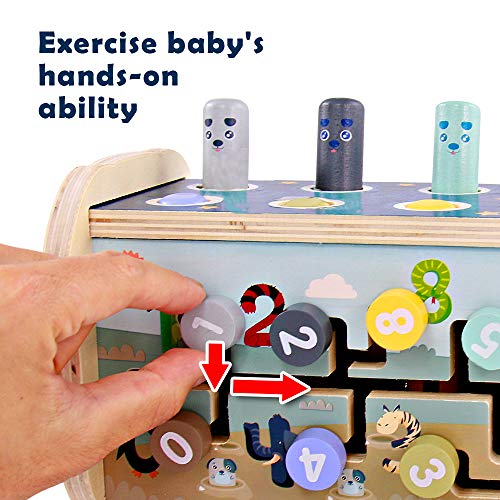 Fajiabao Montessori Juguetes Madera de Banco de Martillo Herramientas Juguete Madera con Xilófono y Laberinto Juego 3 en 1 Juegos Educativos para Niños Niñas 2 3 4 5 Años
