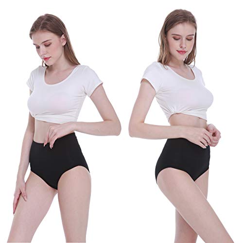 FALARY Bragas Mujer Cintura Alta Algodón 5 Piezas Negro M