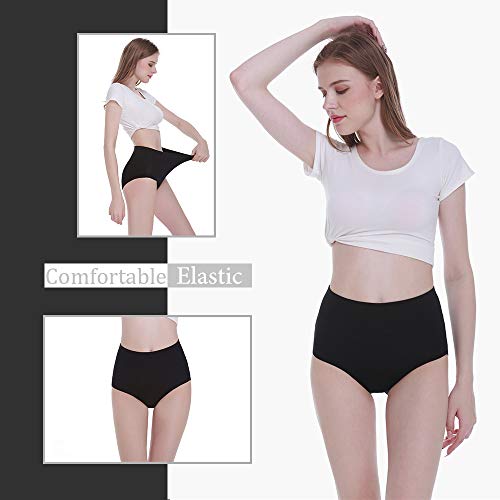 FALARY Bragas Mujer Cintura Alta Algodón 5 Piezas Negro M