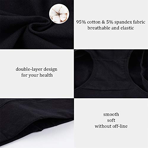 FALARY Bragas Mujer Cintura Alta Algodón 5 Piezas Negro M