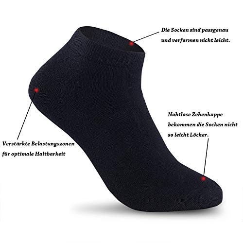 FALARY Calcetines Tobilleros Hombre 12Pares Deportivo Sciclismo Cortos Respirable Algodón Antideslizantes_Negro_3942