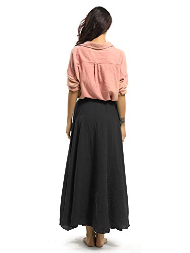 Falda de algodón elástica Ochenta para mujer, estilo bohemio, con cintura larga, vestido largo Negro negro 95 cm