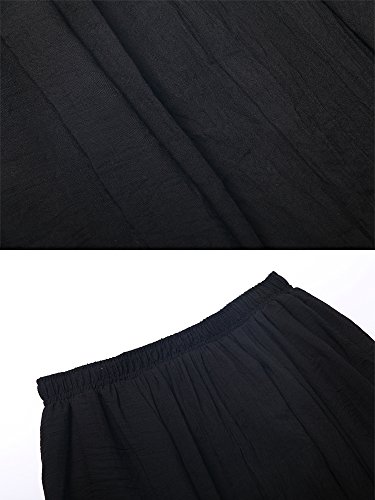 Falda de algodón elástica Ochenta para mujer, estilo bohemio, con cintura larga, vestido largo Negro negro 95 cm