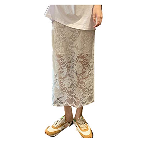 Falda de encaje de estilo delgado transpirable de verano con hendidura y falda de malla de la cadera