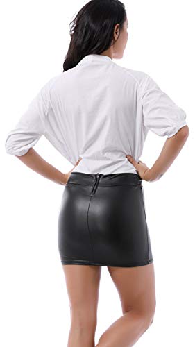 Falda de mujer de aspecto de piel – Sexy Wetlook Stretch Rock Negro XL