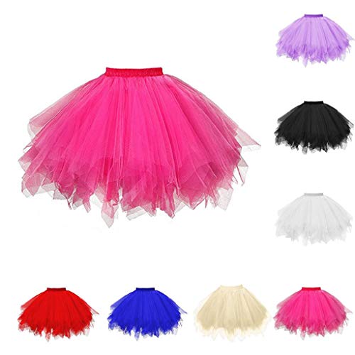 Falda de Tutu Mujer,SHOBDW Pettiskirt Sólido Gasa Plisada Falda Corta Vestidos de Baile Regalos de Cumpleaños Traje Rendimiento Adulto Tutu Baile Falda(Negro)