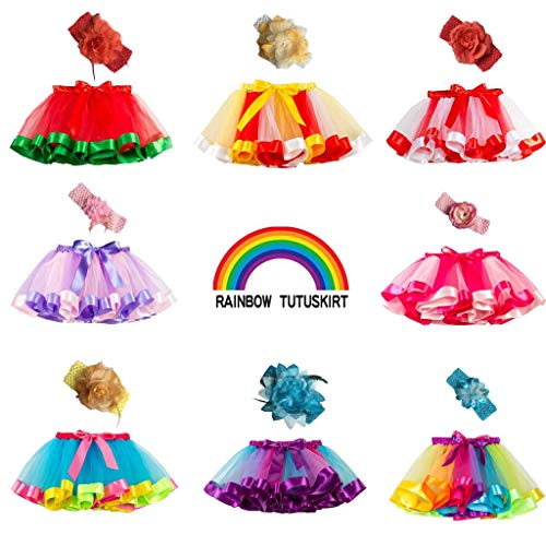 Falda del Tutu para Niña,SHOBDW Niños Regalo De Cumpleaños Fiesta De Tutú Baile Ballet Falda Bebé Niño Pequeño Fiesta De Disfraces Falda de Baile + Diadema Conjunto 2PCS(Multicolor,2-4 Años)