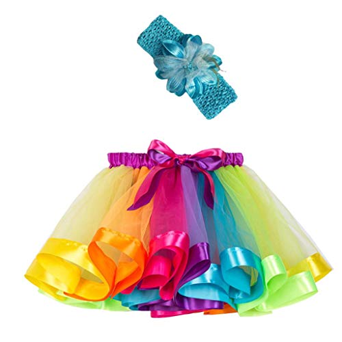 Falda del Tutu para Niña,SHOBDW Niños Regalo De Cumpleaños Fiesta De Tutú Baile Ballet Falda Bebé Niño Pequeño Fiesta De Disfraces Falda de Baile + Diadema Conjunto 2PCS(Multicolor,2-4 Años)