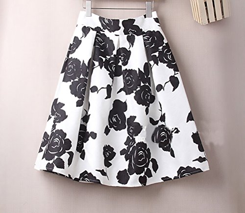 Faldas Mujer Elegantes Moda Estampado Flores Jacquard Falda Plisada Años 50 A-Line Swing Vintage Falda Medium Largos Faldas Midi Ropa En Oferta