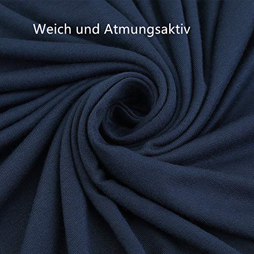 Falechay Vestidos Mujer Verano Casual de Camiseta Suelto Cuello Redondo Basico Color Sólida Multifuncional Vestido Azul XL