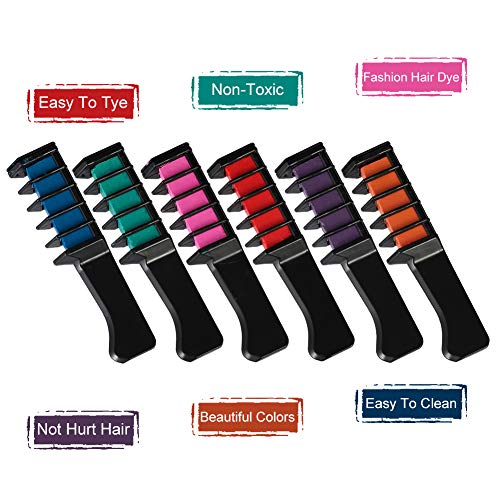 falllea 10 Colores de Peines de Tiza de Colores Temporales de cabello Tinte No Tóxico Lavables Cabello Tiza Set Color de Tiza para Niñas y Niños Pelo teñido, Fiesta, Navidad y Cosplay