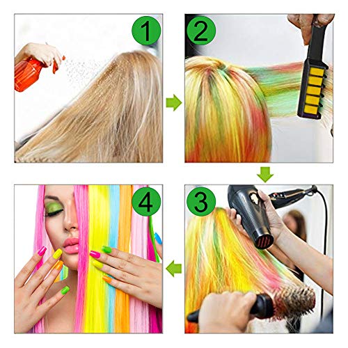 falllea 10 Colores de Peines de Tiza de Colores Temporales de cabello Tinte No Tóxico Lavables Cabello Tiza Set Color de Tiza para Niñas y Niños Pelo teñido, Fiesta, Navidad y Cosplay
