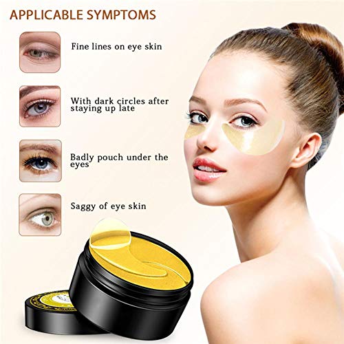 Famed Máscara de ojos de oro de 24 quilates, máscaras de ojos para círculos oscuros, almohadillas de gel debajo de los ojos, máscara de ojos para ojos hinchados, cuidado de la piel, great gift