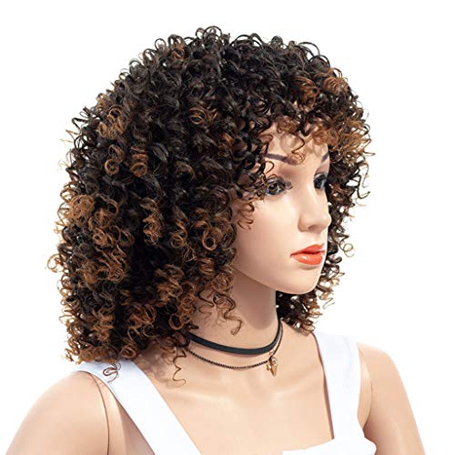 FAMILIZO Pelucas Mujer Pelo Natural Largo Corto Postizos De Pelo Natural Hombres Hort Afro Rizado Mix Peluca De Pelo Gris Con Flequillo Sintético Nueva Llegada Pelucas Baratas