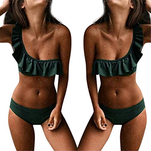 FAMILIZO Ropa de Baño Mujer Bikini Push Up Tanga Trajes De Una Pieza Bikinis Women Mujeres Sólido Volantes Bikini Traje De Baño Bikini Bañador Sexy Swimwear