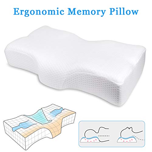 Famooklan Almohada Espuma de Memoria,Almohada ergonómica Que Cura el Dolor de Cuello, posición Correcta para Dormir Relaja el músculo Protege la Columna Vertebral, para una Noche Maravillosa.
