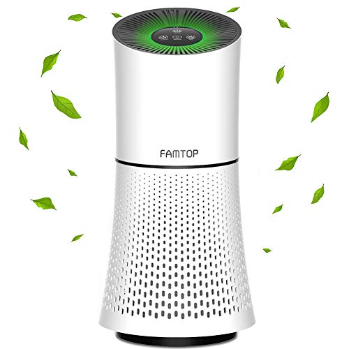 FAMTOP Purificador de Aire para Hogar, Air Purifier 4 en 1(hasta 99.97%) con Filtro HEPA Catalizador Frío, No Ozono, CADR 120m³/h, Captura Polvo, Humo, Caspa de Mascotas