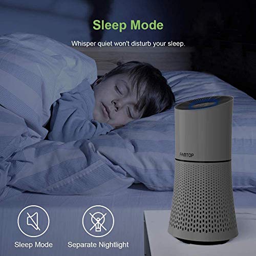 FAMTOP Purificador de Aire para Hogar, Air Purifier 4 en 1(hasta 99.97%) con Filtro HEPA Catalizador Frío, No Ozono, CADR 120m³/h, Captura Polvo, Humo, Caspa de Mascotas