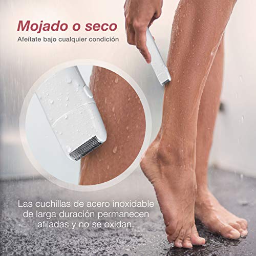 Fancii Afeitadora Mujer Eléctrica para Cara y Cuerpo - Recortadora de Precisión para Depilación de Vello Facial, Cejas, Bikini, Piernas y Nariz - 4 en 1 Depiladora con Estuche