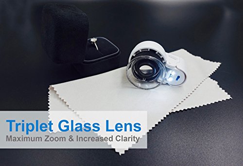 Fancii Lupa Joyero Profesional 30X con Luz LED, Objetivo Triplet con Soporte y Luz Negra UV