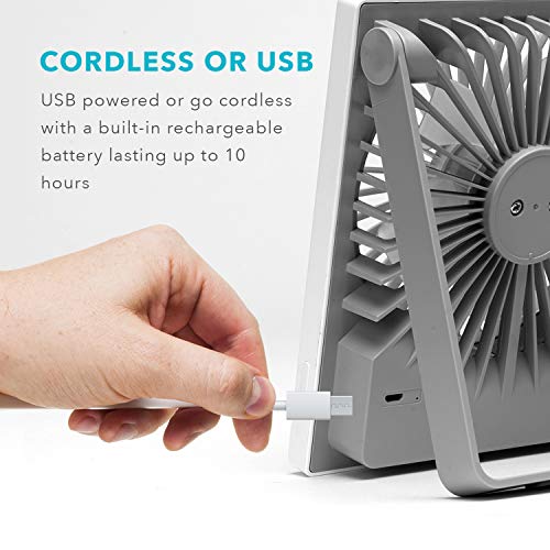 Fancii Ventilador USB Portátil de Sobremesa, Ultra Silencioso, Recargable y Turbo Potente - Ventilador de Escritorio con Múltiples Velocidades, 17cm de Alto, Batería de 2000 mAh
