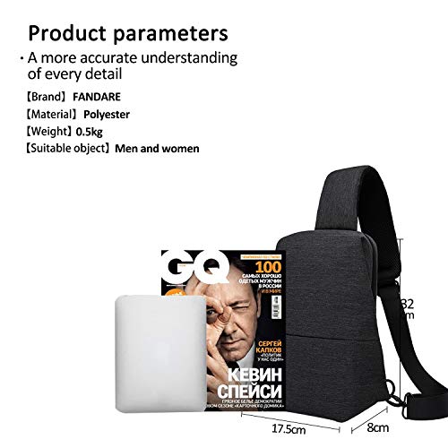 FANDARE Bolsas para Camping Gimnasio Ciclismo Sling Crossbody Messenger Bag Las Mujeres Mochila Bolso Hombre Senderismo Deportes Ciclismo Gym Bolso Bandolera Poliéster Negro