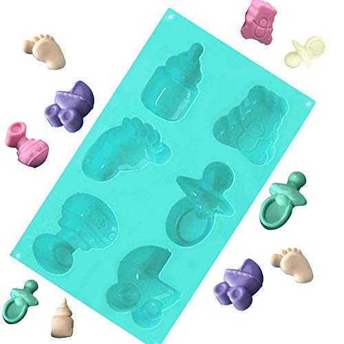 FANDE Molde de Silicona para Fondant, diseño de pies de bebé en 3D, Chocolate, Cubitos de Hielo, Galletas, Mantequilla, gelatinas, jabones artesanales, etc - Paquete con 3 moldes de 6 cavidades.
