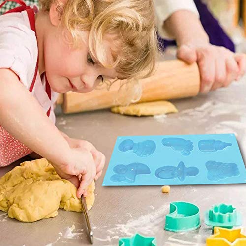 FANDE Molde de Silicona para Fondant, diseño de pies de bebé en 3D, Chocolate, Cubitos de Hielo, Galletas, Mantequilla, gelatinas, jabones artesanales, etc - Paquete con 3 moldes de 6 cavidades.