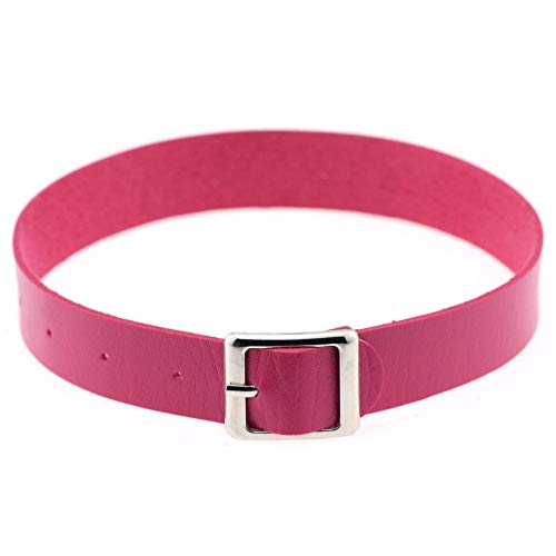 fangfang908 Cariño Retro Harajuku Punk Rock Collar de Cuero Banda para el Cuello Collar de Mujer Collar de Mujer Pulsera de Tendencia-Rosa roja