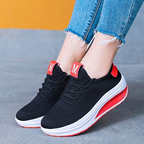 Fannyfuny Mujeres Zapatos para Correr Casuales Zapatillas de Deportivo de Plataforma Sneakers Jogging Low Top Calzado Knit Transpirables Fitness Comodos Zapatillas de Estilo Casual