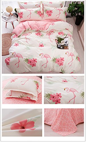 Fansu Flamenco Juego de Ropa de Cama de 4 Piezas Juego de Fundas de Edredón Incluye 1 Funda Nórdica y 1 Sábana encimera 2 Funda de Almohada (Cama 90-150x200cm,Flamenco - Rosa)