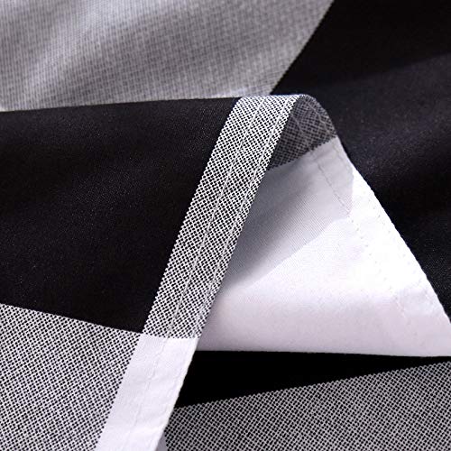 FANSU Juego de Cama con Funda nórdica, diseño de patrón a Cuadros de Moda, Juego de Funda nórdica de Microfibra y Funda de Almohada con Cierre Suave (Cama 90-150x200cm, Negro Gris Blanco)