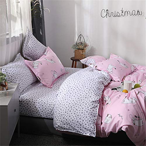 Fansu Juego de Ropa de Cama 3 Piezas, Fundas para Edredón Microfibra Patrón de Romantico Estilo Cremallera uno Juego de Cama Dos Fundas de Almohada (Cama 90-150x200cm,Amor Gato Rosa)