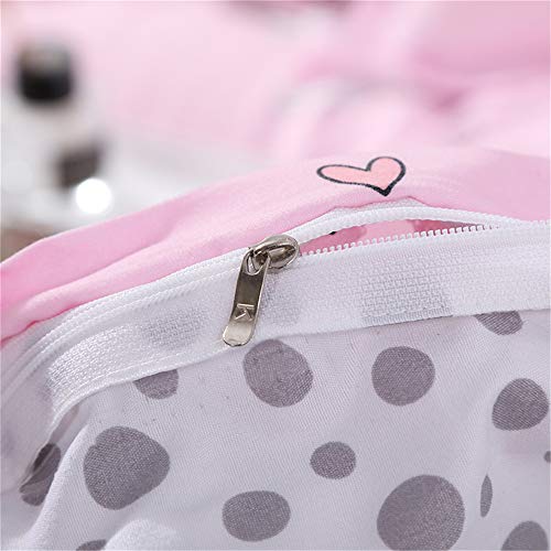 Fansu Juego de Ropa de Cama 3 Piezas, Fundas para Edredón Microfibra Patrón de Romantico Estilo Cremallera uno Juego de Cama Dos Fundas de Almohada (Cama 90-150x200cm,Amor Gato Rosa)