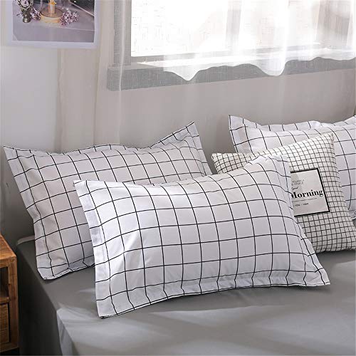 Fansu Juego de Ropa de cama4 Piezas, Incluye Minimalismo Moderno Microfibra 1 Cremallera Funda Nórdica de Edredón + 1 Colcha de Cama o Sábana + 2 Fundas de Almohada (220x240cm-2.2M,A Cuadros Simples)