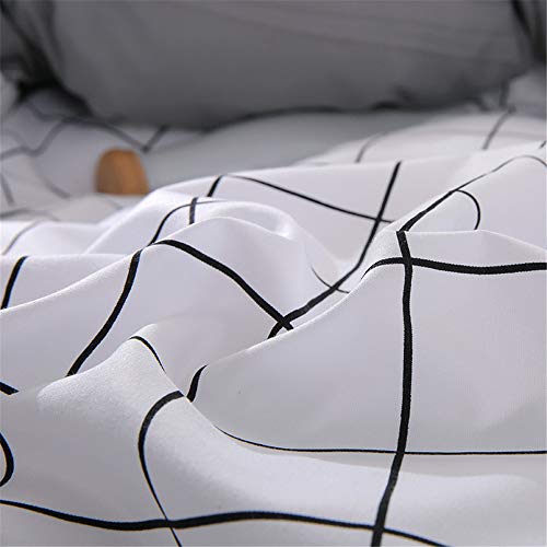 Fansu Juego de Ropa de cama4 Piezas, Incluye Minimalismo Moderno Microfibra 1 Cremallera Funda Nórdica de Edredón + 1 Colcha de Cama o Sábana + 2 Fundas de Almohada (220x240cm-2.2M,A Cuadros Simples)