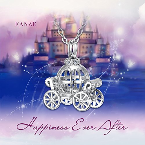 FANZE Mujer 925 Plata Esterlina"Cenicienta Carro de Calabaza" Cuento de Hadas Disney Fantasía Colgante Collar