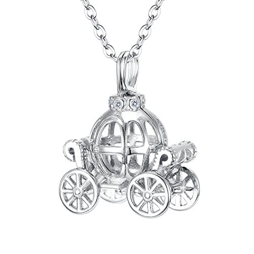 FANZE Mujer 925 Plata Esterlina"Cenicienta Carro de Calabaza" Cuento de Hadas Disney Fantasía Colgante Collar