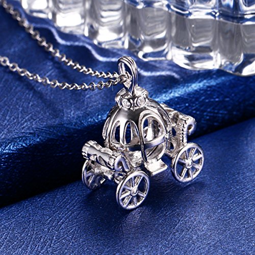 FANZE Mujer 925 Plata Esterlina"Cenicienta Carro de Calabaza" Cuento de Hadas Disney Fantasía Colgante Collar