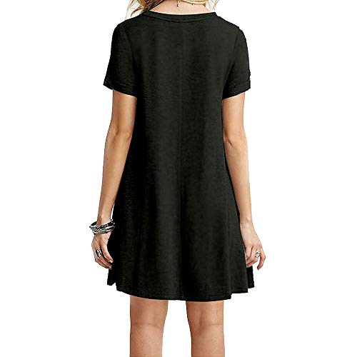 Farchat Vestidos Mujer Suelto Casual de la Camiseta Cuello Redondo Vestido Negro XL