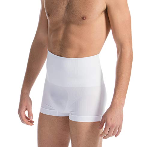 Farmacell Man 402 (Blanco, XXL) Calzoncillo Tipo Boxer Moldeador de Algodon para Hombre con Faja Elastica