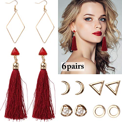 Fascigirl 36 Pares Pendientes Flecos Mujer Pendientes Largos Boho Pendientes Aretes Mujer Pendientes Baratos Pequeños Pendientes Hipoalergenicos Stud Pendientes Set de regalo para mujeres